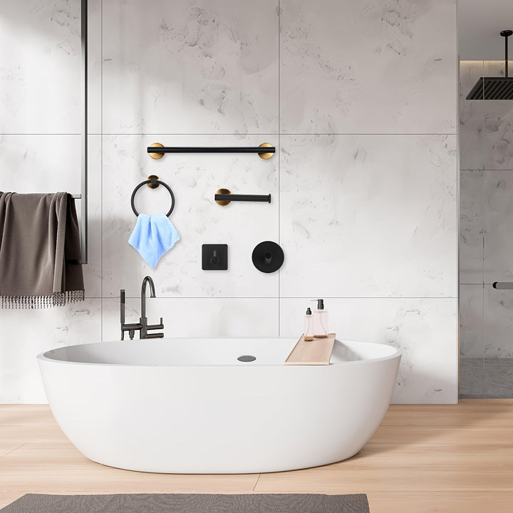 EleganzBausatz: Porta asciugamani bagno – set moderno in acciaio inox, nero opaco, con barra, ganci e supporti, decorativo e facile da pulire