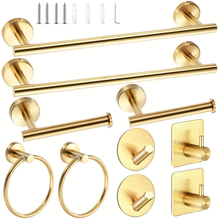 EleganzBausatz: Porta asciugamani bagno – set moderno in acciaio inox, nero opaco, con barra, ganci e supporti, decorativo e facile da pulire