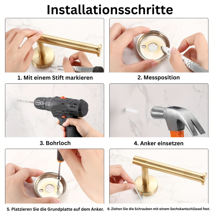 EleganzBausatz: Porta asciugamani bagno – set moderno in acciaio inox, nero opaco, con barra, ganci e supporti, decorativo e facile da pulire