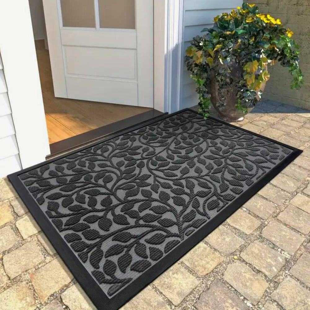 EleganzHain: tappetino decorativo – resistente, lavabile e con elegante design a rametti per patio e garage