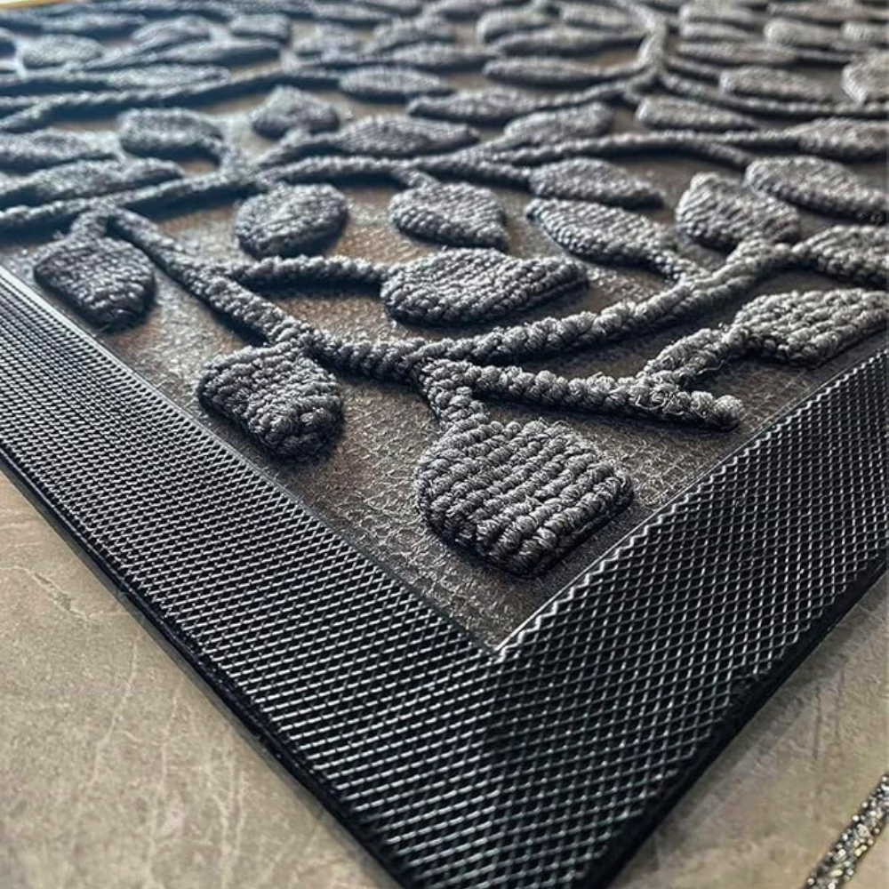 EleganzHain: tappetino decorativo – resistente, lavabile e con elegante design a rametti per patio e garage