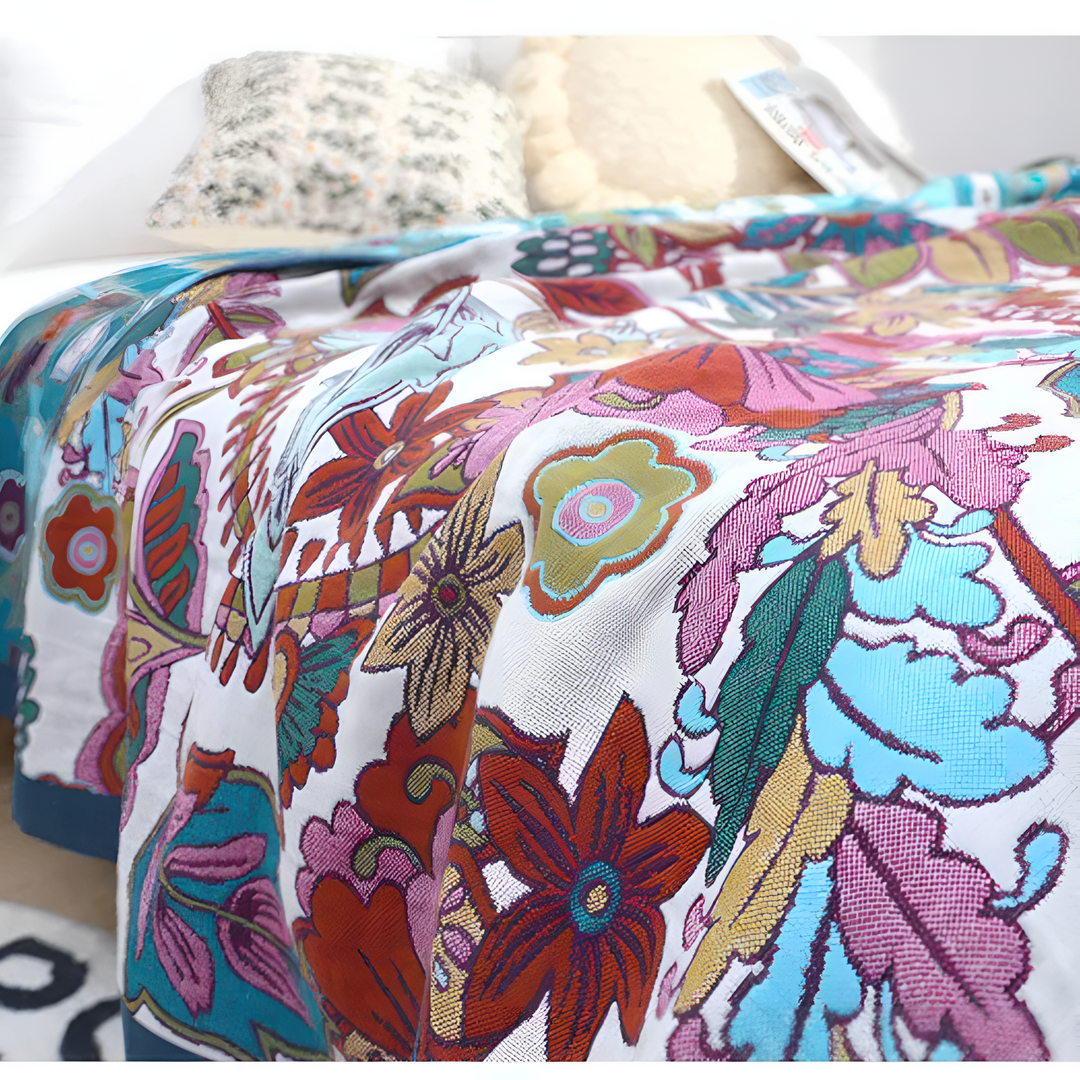 EleganzWende: Coperte in cotone con motivo floreale decorativo e struttura morbida – per camera da letto e soggiorno