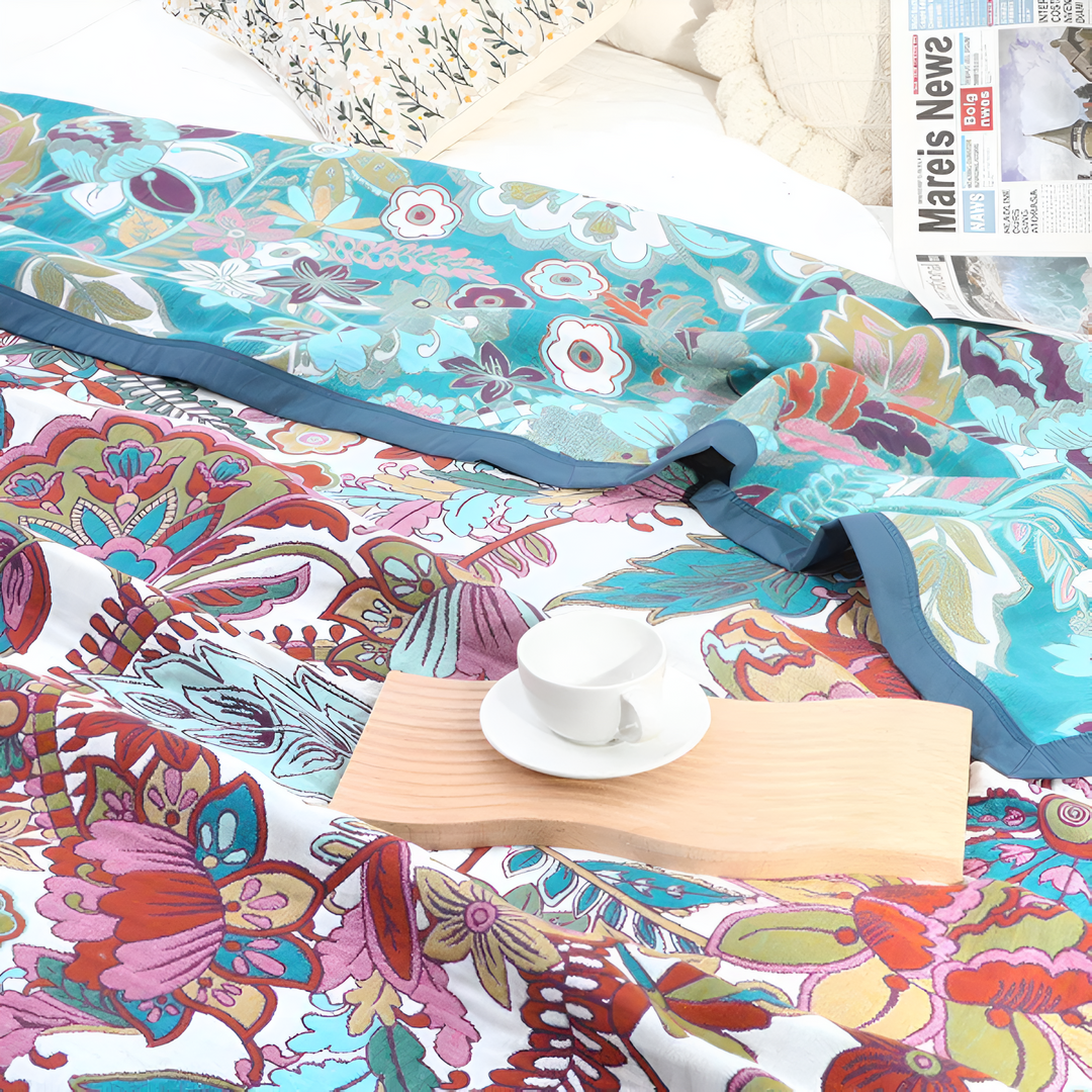 EleganzWende: Coperte in cotone con motivo floreale decorativo e struttura morbida – per camera da letto e soggiorno
