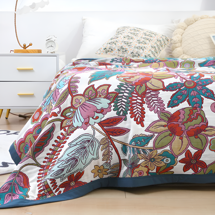 EleganzWende: Coperte in cotone con motivo floreale decorativo e struttura morbida – per camera da letto e soggiorno