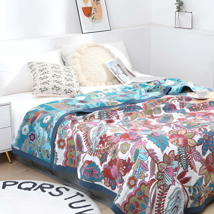 EleganzWende: Coperte in cotone con motivo floreale decorativo e struttura morbida – per camera da letto e soggiorno