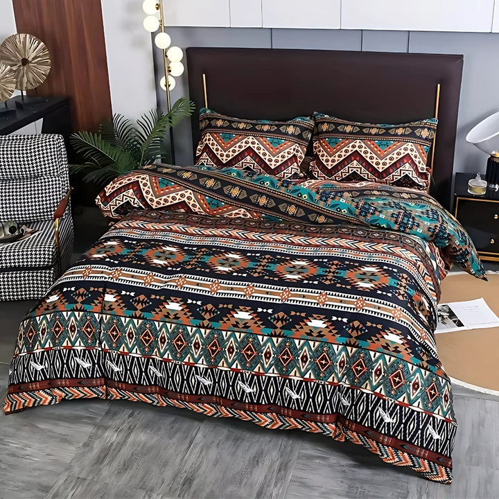 EthnoLeben: Set di copripiumino lussuoso – morbido, traspirante e durevole con design Boho-Tribal per la casa