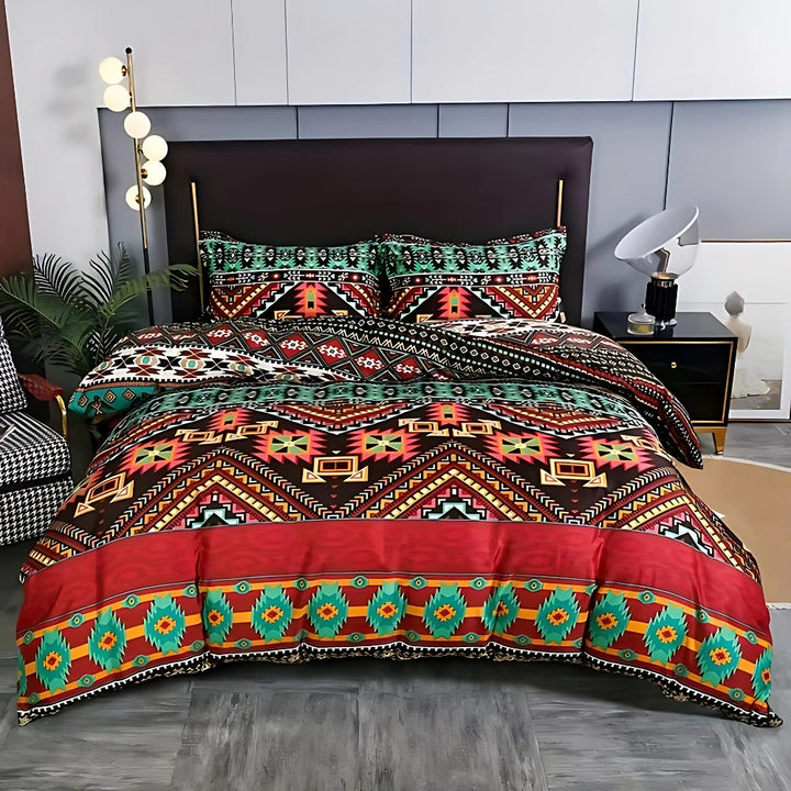 EthnoLeben: Set di copripiumino lussuoso – morbido, traspirante e durevole con design Boho-Tribal per la casa