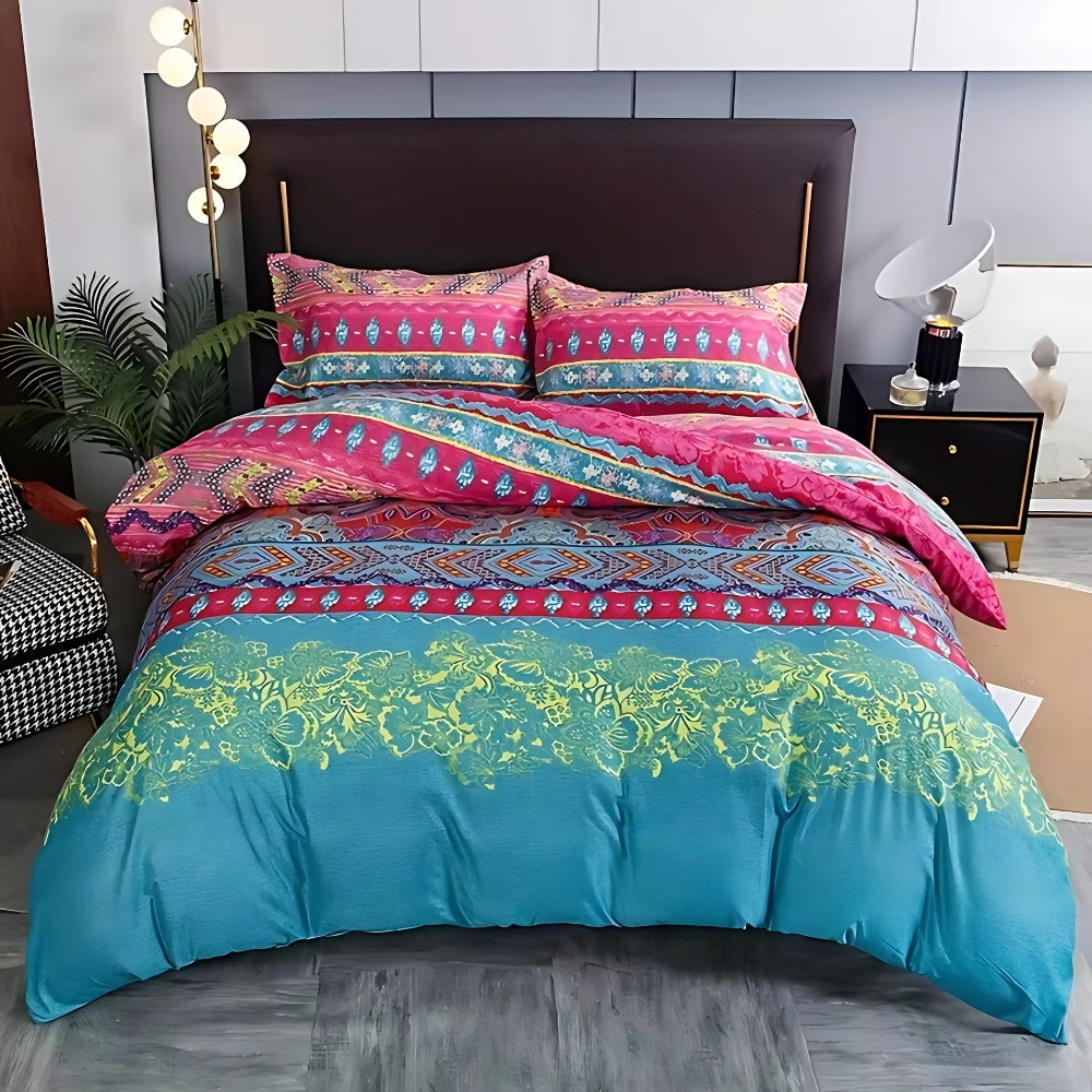 EthnoLeben: Set di copripiumino lussuoso – morbido, traspirante e durevole con design Boho-Tribal per la casa