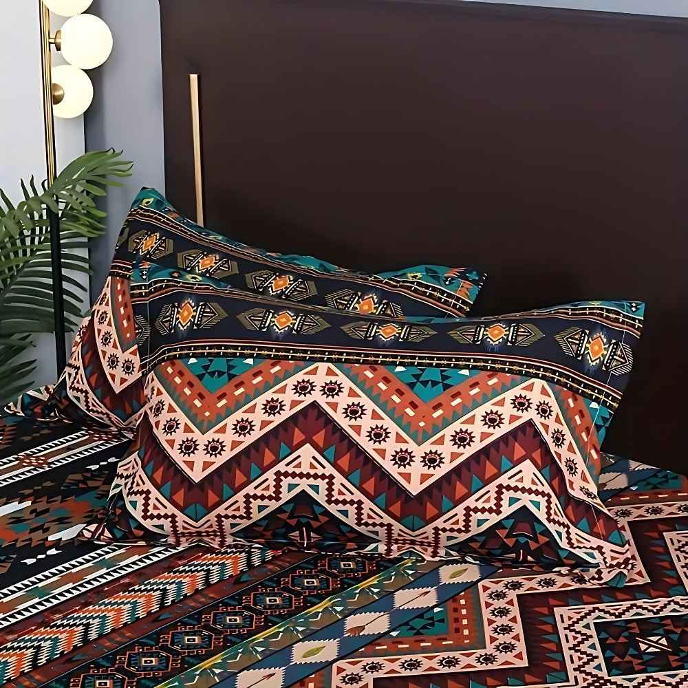 EthnoLeben: Set di copripiumino lussuoso – morbido, traspirante e durevole con design Boho-Tribal per la casa