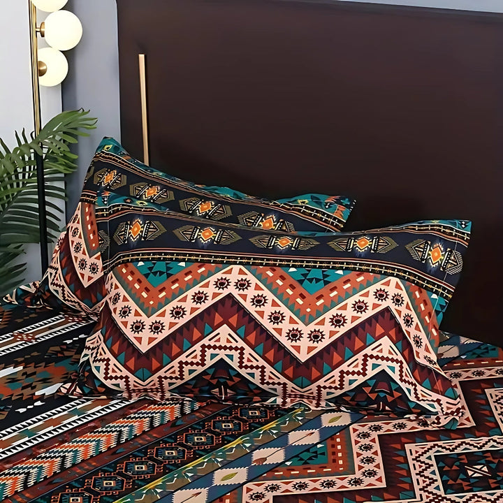 EthnoLeben: Set di copripiumino lussuoso – morbido, traspirante e durevole con design Boho-Tribal per la casa