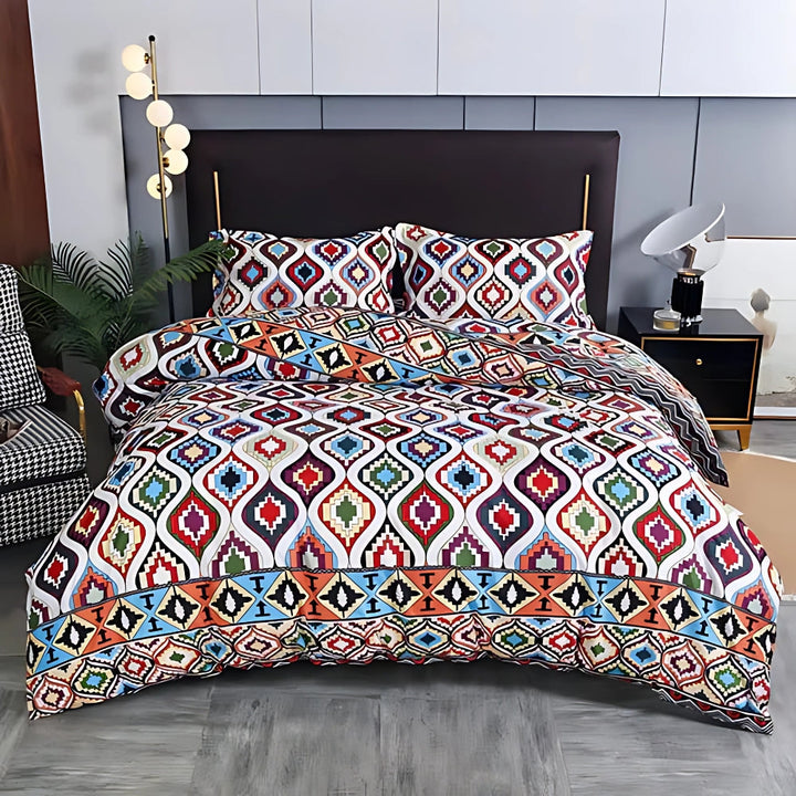 EthnoLeben: Set di copripiumino lussuoso – morbido, traspirante e durevole con design Boho-Tribal per la casa
