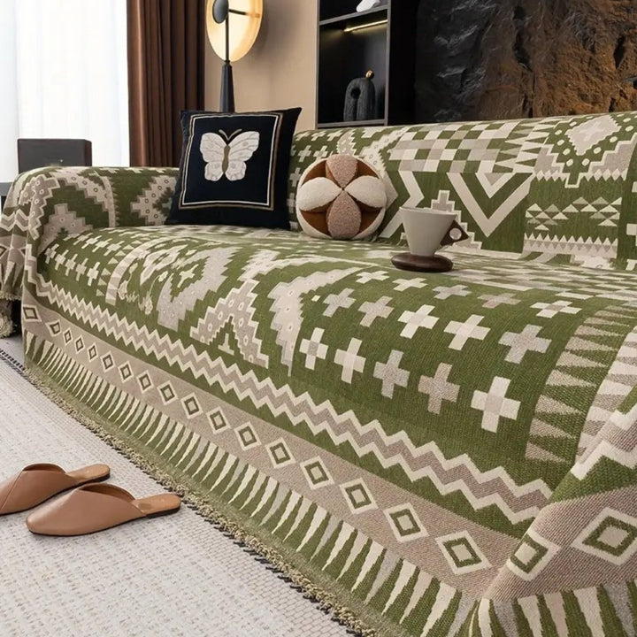 EthnoNest: Rivestimento per divano in stile nomade realizzato in pregiato chenille con un elaborato motivo Boho – per divano e area living