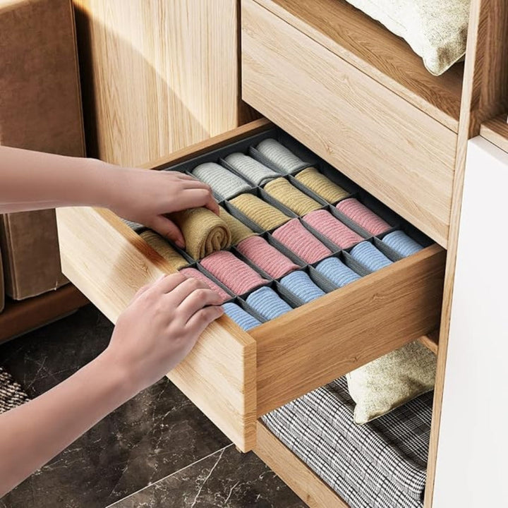 FachOrdnung: Organizzatore pieghevole per la conservazione – con 24 scomparti, pratico e salvaspazio per calze e biancheria intima