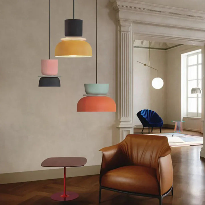 FarbAura: Lampadario in stile nordico – Lampada a sospensione LED designer per interni