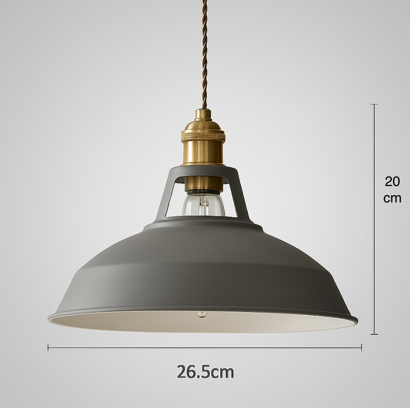 FarbGlanz: Lampada a sospensione in metallo industriale LED con cupola colorata – per cucina e sala da pranzo