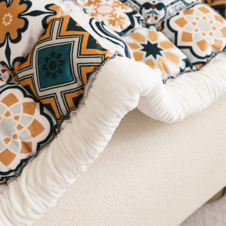 FarbenOase: Rivestimento per divano in stile Boho con motivo trapuntato extra spesso e protezione facile da pulire – per divano e lounge