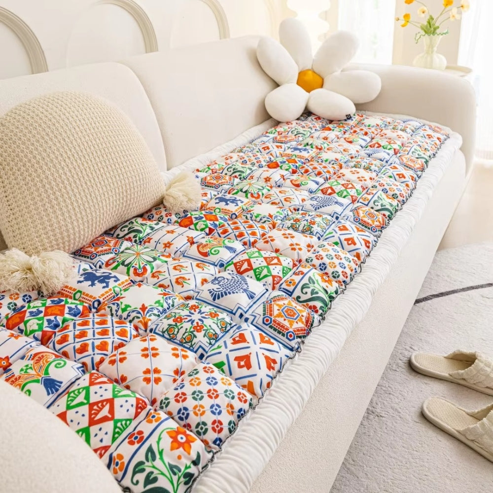 FarbenOase: Rivestimento per divano in stile Boho con motivo trapuntato extra spesso e protezione facile da pulire – per divano e lounge