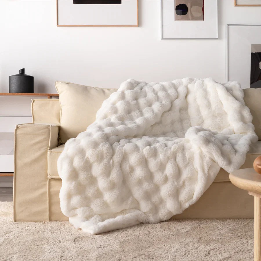 FauxHare: Morbida coperta in pelliccia sintetica – Coperta decorativa in pelliccia morbida per divano e letto