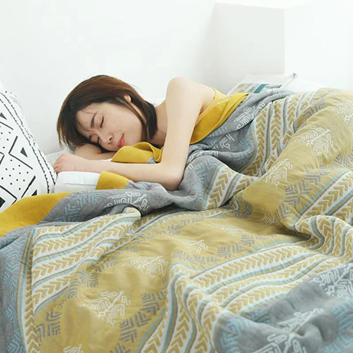 FeldTraum: Coperte in cotone con stampa elegante e struttura reversibile – per camera da letto e divano