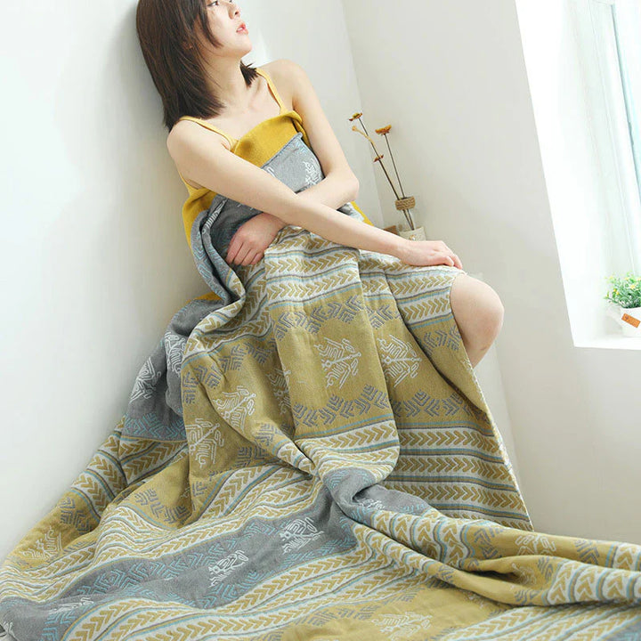 FeldTraum: Coperte in cotone con stampa elegante e struttura reversibile – per camera da letto e divano