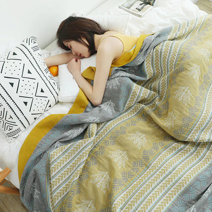 FeldTraum: Coperte in cotone con stampa elegante e struttura reversibile – per camera da letto e divano