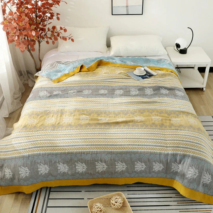 FeldTraum: Coperte in cotone con stampa elegante e struttura reversibile – per camera da letto e divano