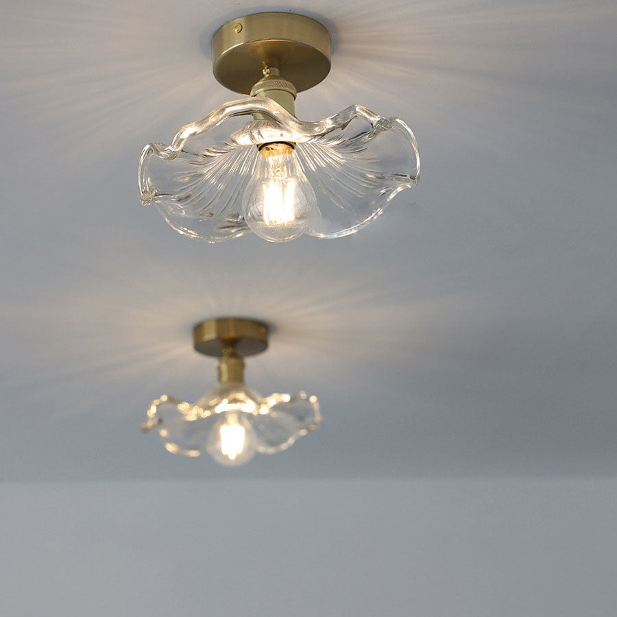 FioriLux: Lampada da soffitto in vetro a forma di fiore – Luce LED elegante per soggiorno e camera da letto