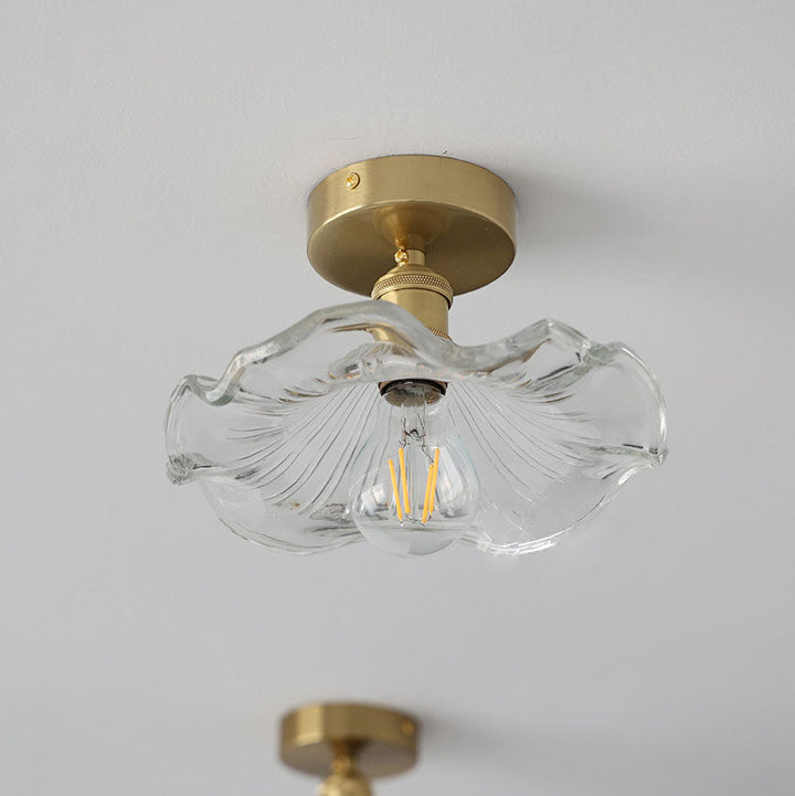 FioriLux: Lampada da soffitto in vetro a forma di fiore – Luce LED elegante per soggiorno e camera da letto
