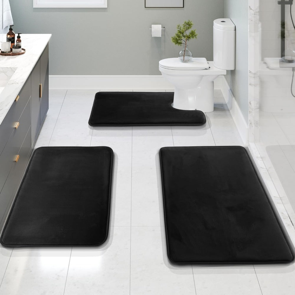 FlauschWunder: Morbido Tappetino da Bagno in Memory Foam Antiscivolo – Set da 3 pezzi