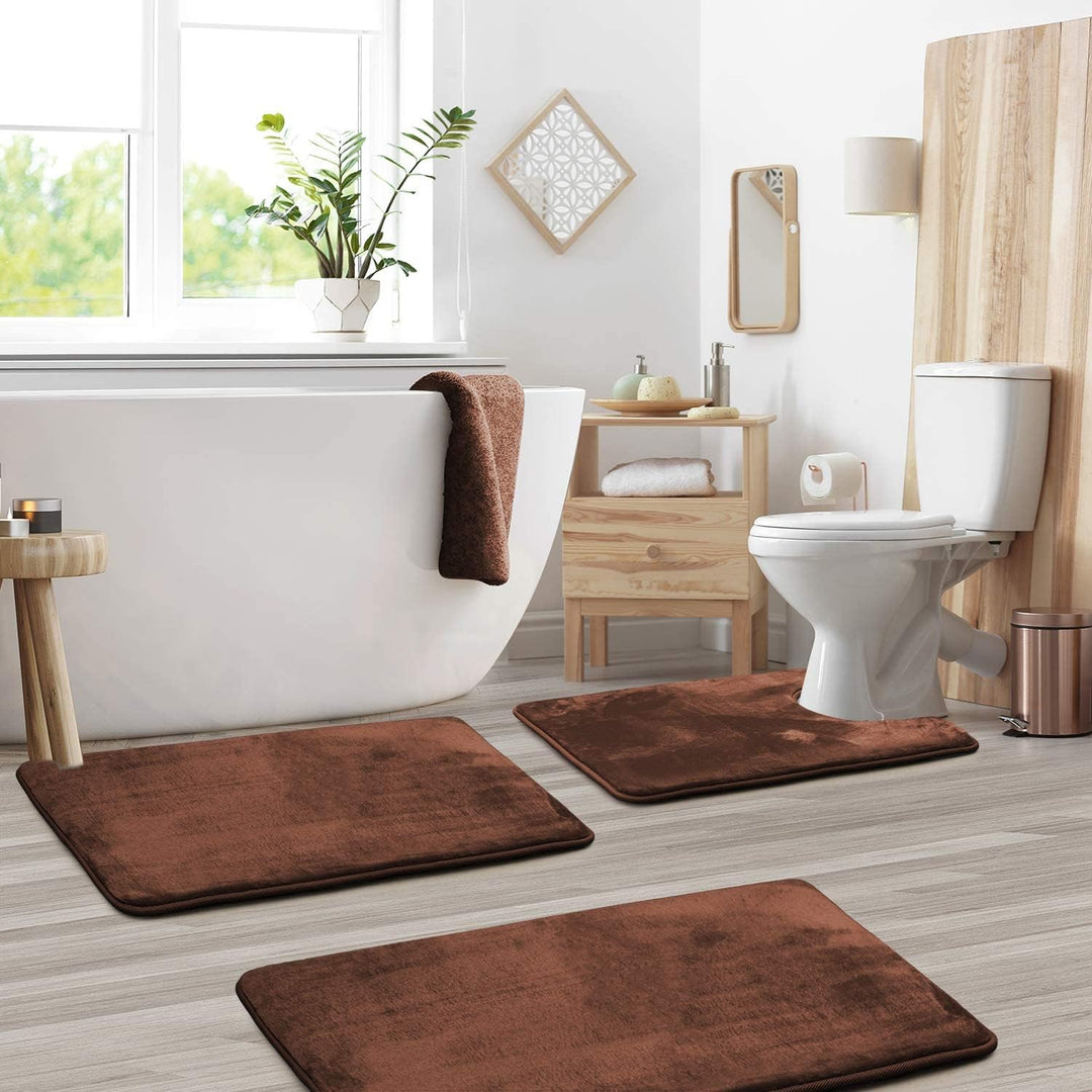 Set di tappetini da bagno antiscivolo 3 pezzi