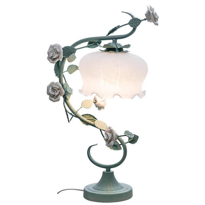 Fleuréa: Lampada romantica a rose sotto vetro – Elegante lampada decorativa per camera da letto e soggiorno