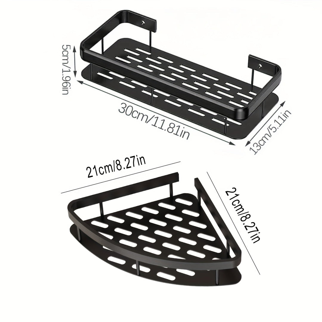 FlexAlu: Mensole da Parete per Bagno – mensola in alluminio spaziale durevole, sospesa e resistente alla ruggine in set da 2 per l&