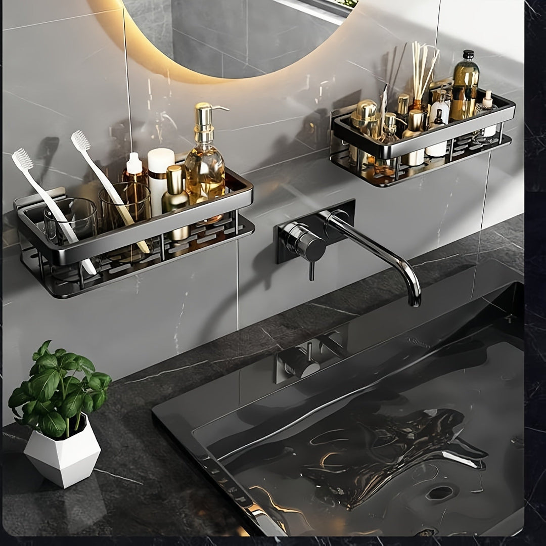FlexAlu: Mensole da Parete per Bagno – mensola in alluminio spaziale durevole, sospesa e resistente alla ruggine in set da 2 per l&