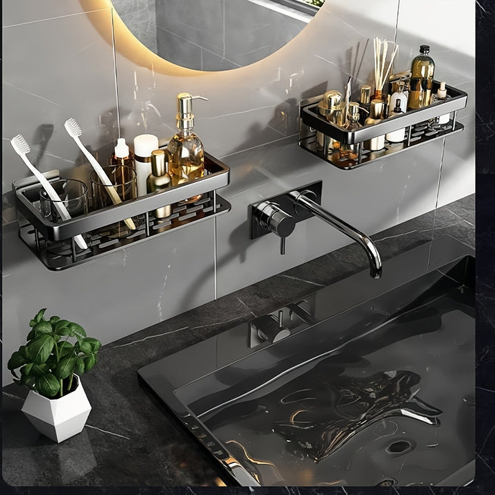 FlexAlu: Mensole da Parete per Bagno – mensola in alluminio spaziale durevole, sospesa e resistente alla ruggine in set da 2 per l&