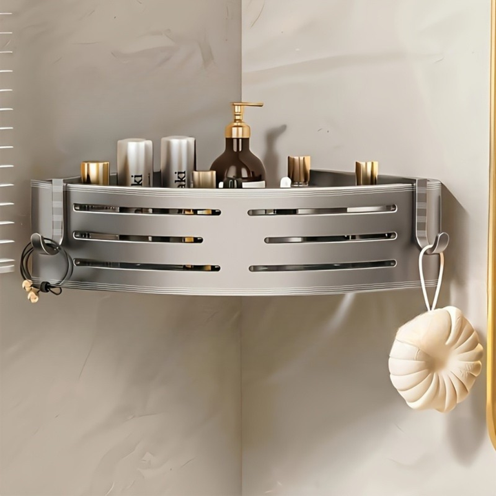 FlexHaken: Mensola da Parete Cucina – mensola in alluminio multifunzionale, salvaspazio e decorativa con ganci per utensili e accessori da bagno