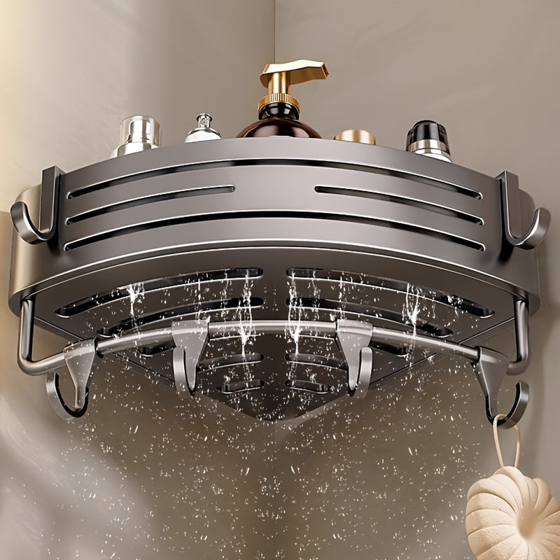 FlexHaken: Mensola da Parete Cucina – mensola in alluminio multifunzionale, salvaspazio e decorativa con ganci per utensili e accessori da bagno