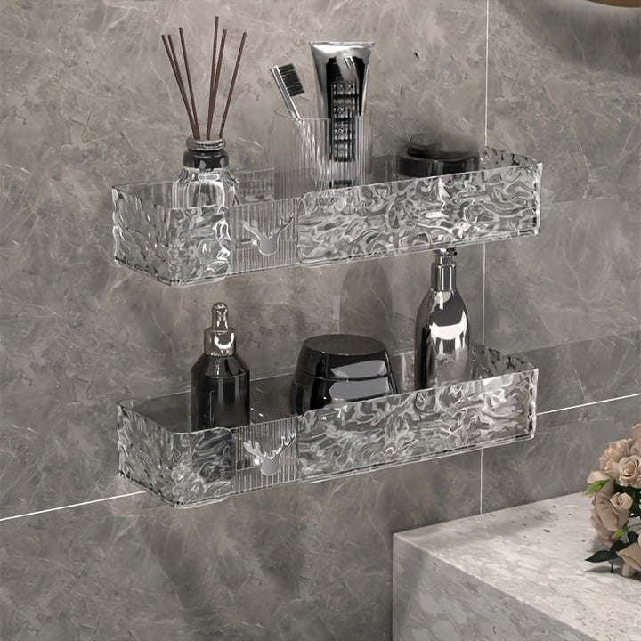 FlexRegal: Mensola da Parete per Bagno – mensola in plastica moderna, multifunzionale e stabile senza forare per cosmetici e accessori