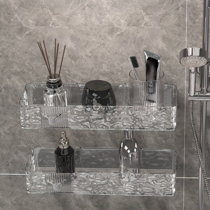 FlexRegal: Mensola da Parete per Bagno – mensola in plastica moderna, multifunzionale e stabile senza forare per cosmetici e accessori