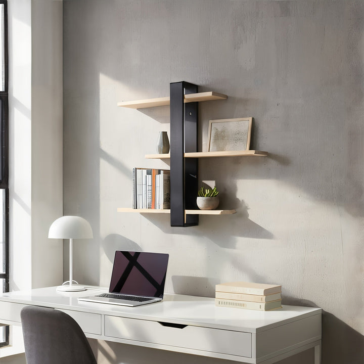 FlexiHolz: Mensola in legno – regolabile, sospesa e appesa con spazio di archiviazione a più livelli per soggiorno e camera da letto