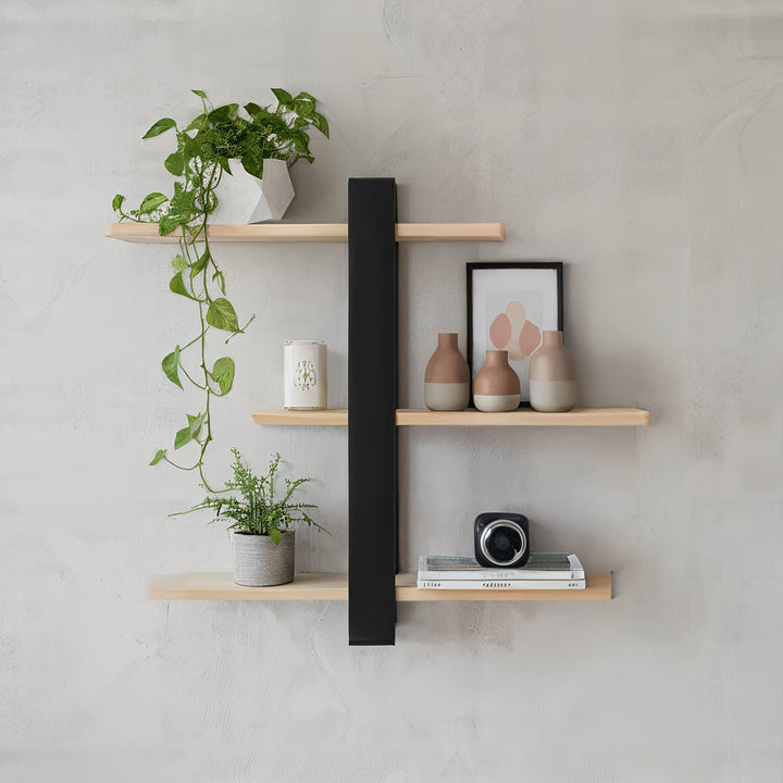 FlexiHolz: Mensola in legno – regolabile, sospesa e appesa con spazio di archiviazione a più livelli per soggiorno e camera da letto
