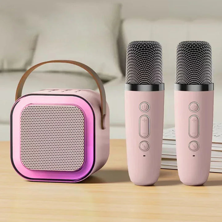 Macchina Karaoke Bluetooth Portatile con Microfoni Wireless - Regalo Divertente per Famiglie