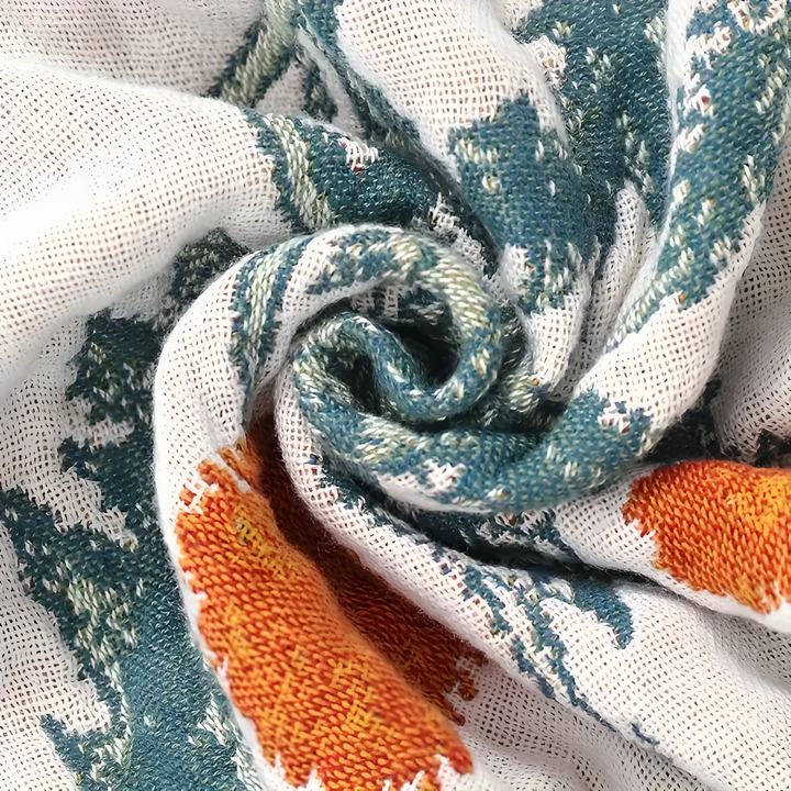 FloraHaus: Leggera coperta estiva in cotone con motivo floreale e struttura traspirante – per letto e divano