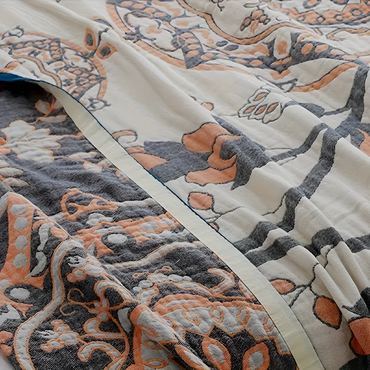 FloraLuft: Coperte in cotone con motivo floreale e foglioso – per camera da letto e divano