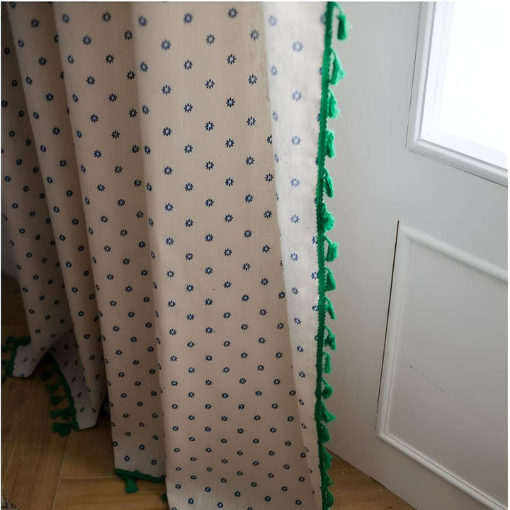 FloraRustikal: Tenda in design floreale con frange – accogliente e decorativa per soggiorno e sala da pranzo