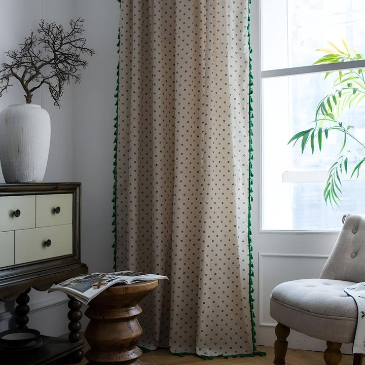 FloraRustikal: Tenda in design floreale con frange – accogliente e decorativa per soggiorno e sala da pranzo