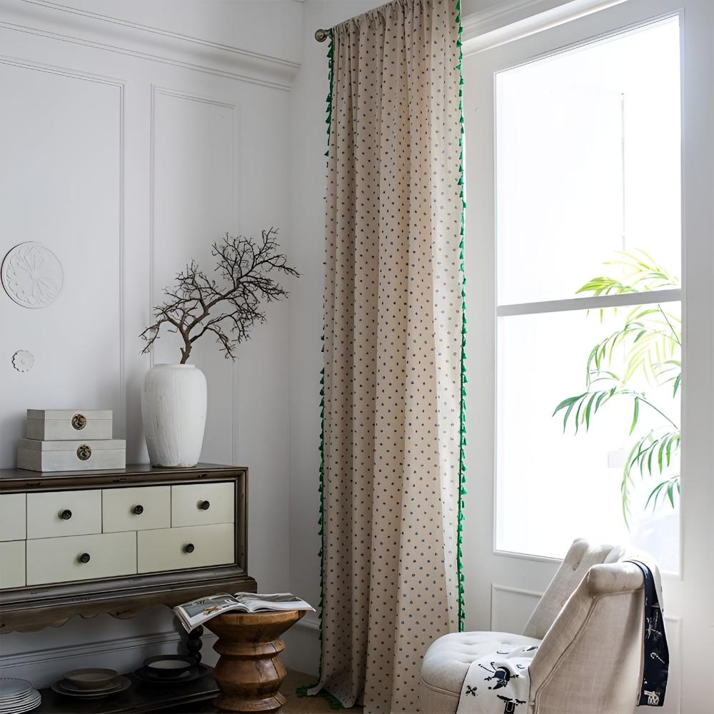 FloraRustikal: Tenda in design floreale con frange – accogliente e decorativa per soggiorno e sala da pranzo