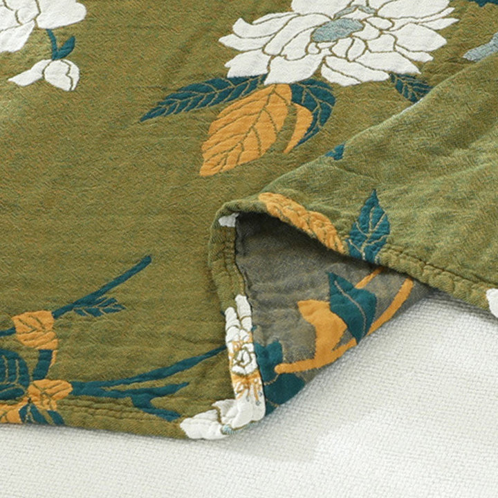 FloraWeave: Coperta rovesciabile in cotone con motivo floreale – Comfort elegante per la tua casa