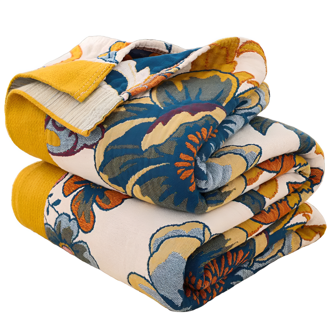 FloraWebstuhl: Coperta decorativa in cotone con motivo floreale e lato reversibile – per camera da letto e soggiorno