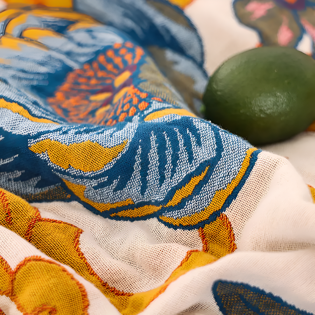 FloraWebstuhl: Coperta decorativa in cotone con motivo floreale e lato reversibile – per camera da letto e soggiorno