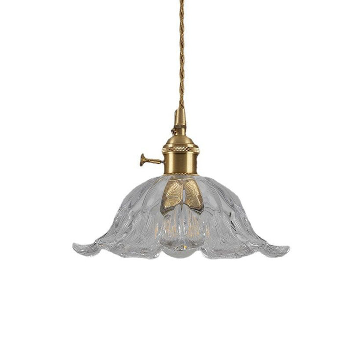 Floraglow: Lampadario in vetro rigato e metallo a forma di fiore – per soggiorno e camera da letto
